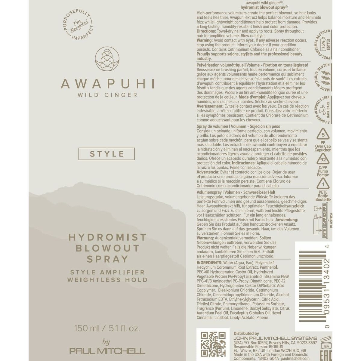Hővédelem Paul Mitchell Awapuhi Wild Ginger Style 150 ml